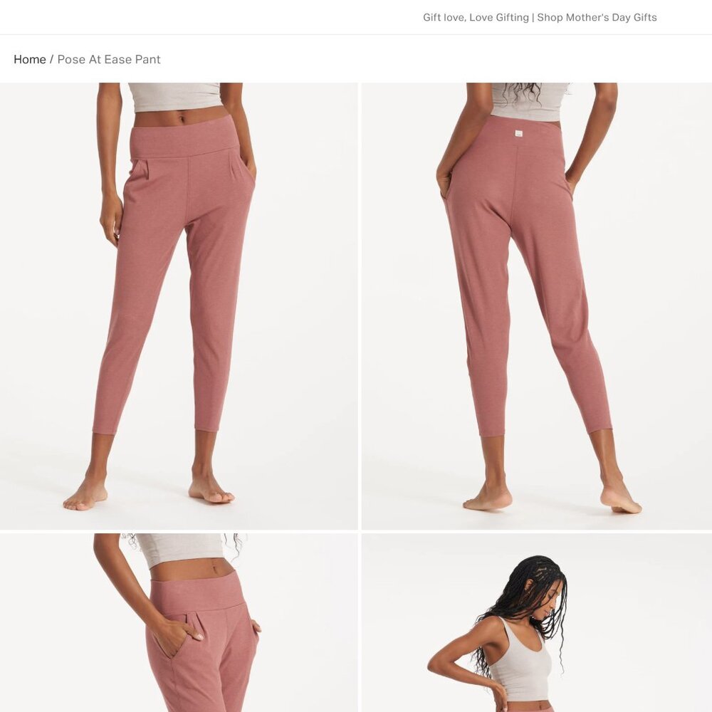 Vuori 'Pose at Ease' Post-Yoga Pant in Rosewood Heather size L//XL